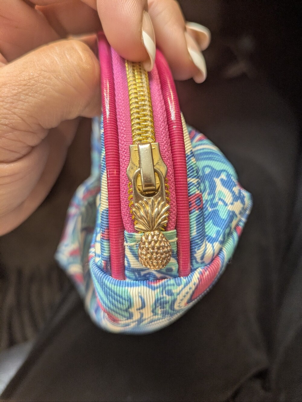 Lily Pulitzer Pink & Blue Pineapple Zip Pouch - Cosmetic Bag